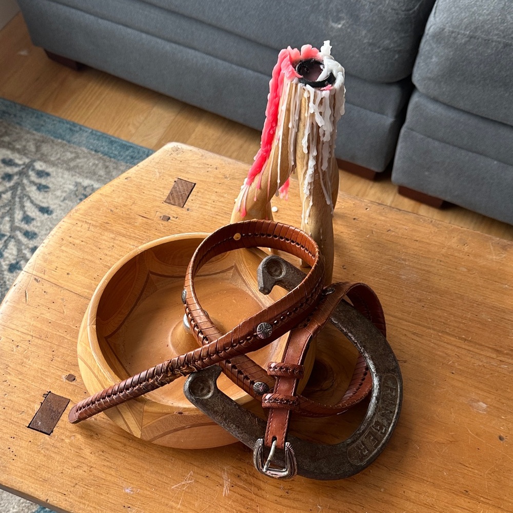 Brown Leather Belt with Metal Buckle
